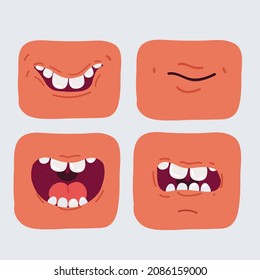 Cartoon vector illustration of set smiling cartoon mouthes