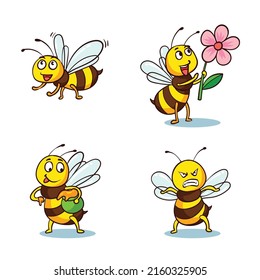 
cartoon vector illustration of several bees. He looked funny.