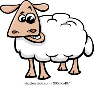 Cartoon Vector Illustration of Sheep Farm Animal Character