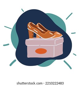 Dibujo vectorial de dibujos animados de cajas de zapatos sobre el fondo oscuro