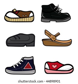 cartoon vector illustration shoes collection
