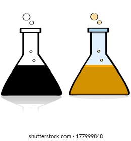 Cartoon Vector Illustration Showing A Chemistry Lab Beaker With Some Liquid In It