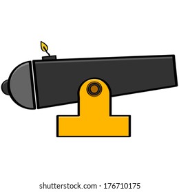 Cartoon vector illustration showing a lit cannon ready to fire