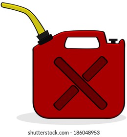 Cartoon vector illustration showing a red fuel container
