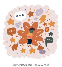 Cartoon vector illustration of Sick child.