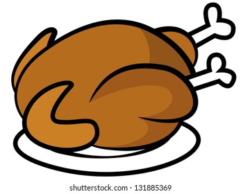 Cartoon Vector Illustration Sign Fried Turkey Stock Vector (Royalty ...