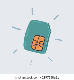 Cartoon vector illustration of cartoon sim card