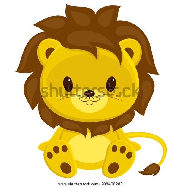 Cartoon Vector Illustration Sitting Lion Cub Stock Vector Royalty Free 208408285 4578