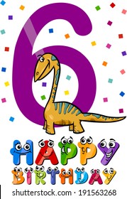 Cartoon Vector Illustration of the Sixth Birthday Anniversary Design for Boys