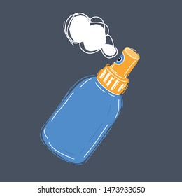 Cartoon vector illustration of Sketch of hand and spray, Hand drawn illustration