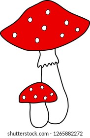 Cartoon vector illustration. Sketch style. Vector hand drawn mushroom icon.