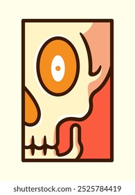 Cartoon Vector Illustration of a Skull with Playful Colors and Unique Design Elements