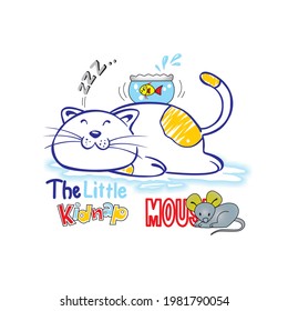 cartoon vector illustration of a sleeping cat