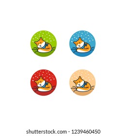 Cartoon vector illustration sleeping fox