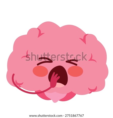 Cartoon vector illustration of a sleepy brain mascot yawning representing boredom, tiredness, lack of stimulation and fatigue