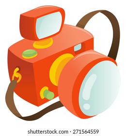 A cartoon vector illustration of a slr camera.