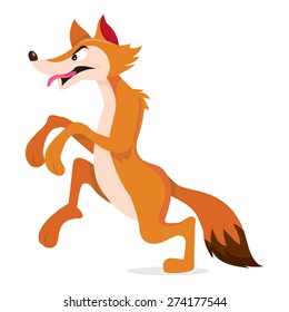 A Cartoon Vector Illustration Of A Sly Cunning Fox.