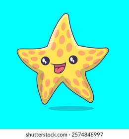 Cartoon vector illustration of small cute starfish