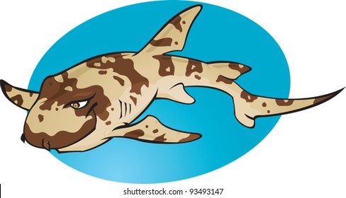 A cartoon vector illustration of the small cute and harmless Bamboo Shark. Part of a series of Various shark species.