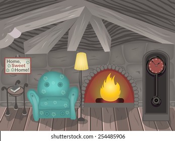 Cartoon Vector Illustration Of A Small Room.