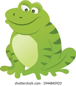 A cartoon vector illustration of a smiley cute green fat frog.