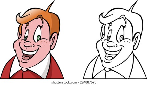 cartoon vector illustration of a smiling boy 