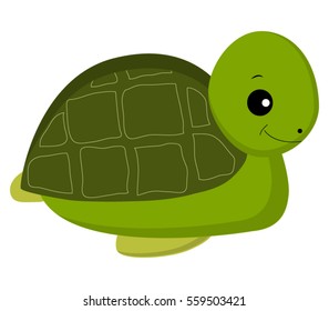 Cartoon Vector Illustration of a Smiling Turtle