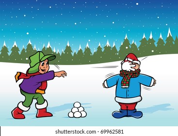 Snowball Fight Cartoon Drawing / á ˆ Snowball Fight Cartoons Stock