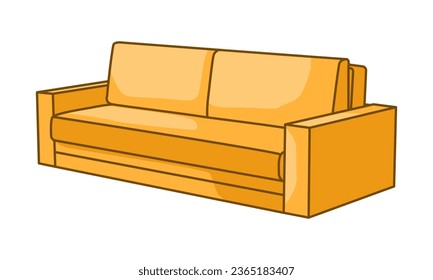 Cartoon vector illustration of a sofa. Comfortable furniture for interior design, highlighted on a white background. Modern sofa model icon.