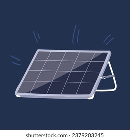 Cartoon vector illustration of Solar panel, alternative electricity source, concept of sustainable resources over dark backround