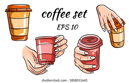 Cartoon, Vektorgrafik einer Tasse Kaffee, die für Menü, Label, Sammlung und Objekte geeignet ist.