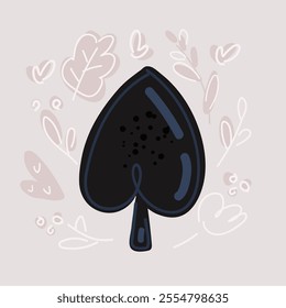 Cartoon vector illustration of Spades Suit black icon spades suit symbol.