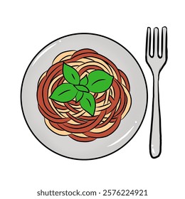 Cartoon vector illustration of Spaghetti Noodles. food icon isolated on white background. Flat Cartoon Style