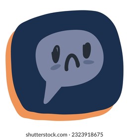 Cartoon vector illustration of Speech bubble smile face icons. Sad, cry signs. Happy smiley chat symbol. Sadness depression and crying signs over dark background