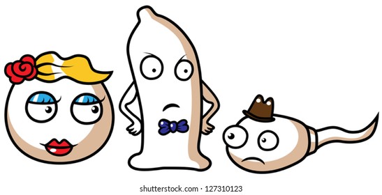 Cartoon Vector Illustration Sperm Egg Condom 스톡 벡터로열티 프리 127310123 Shutterstock 8043