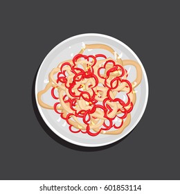 Cartoon vector illustration of spicy squid