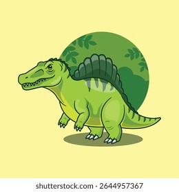 Ilustração Vetorial de Desenho Animado de Dinossauro de Espinossauro
