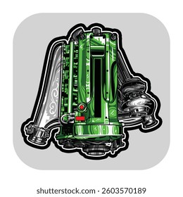 Cartoon vector illustration of Sports Car Engine