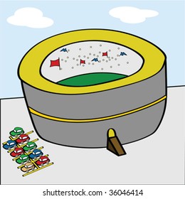 Cartoon vector illustration of a sports stadium