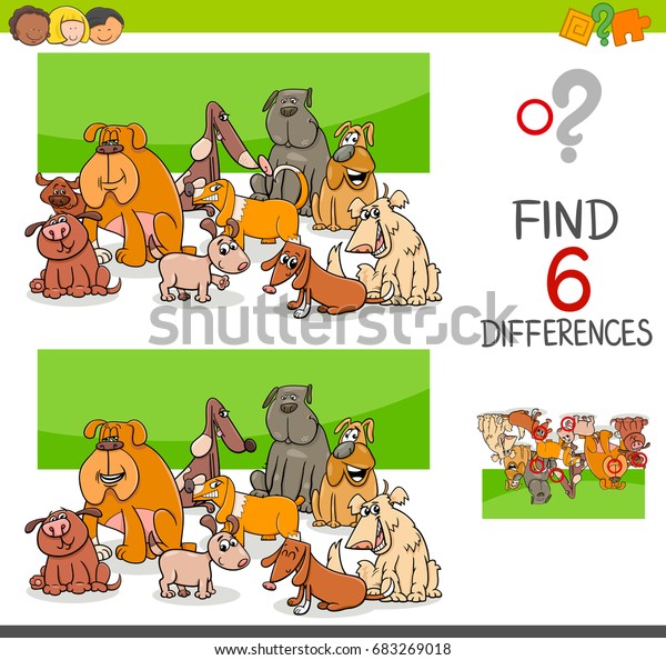 Cartoon Vector Illustration Of Spot The Differences Educational Game