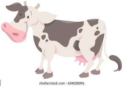 Cartoon Vector Illustration of Spotted Cow Farm Animal