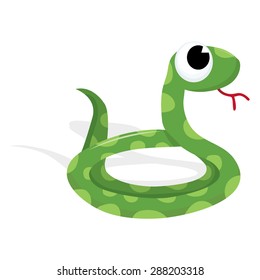 A cartoon vector illustration of a spotted green snake.