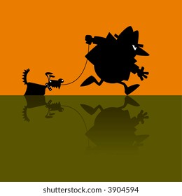 cartoon vector illustration of a spy with a dog