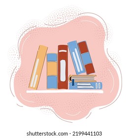 Cartoon vector illustration of stack of book