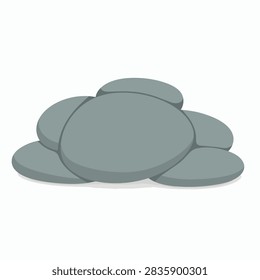 A cartoon vector illustration of a stack of smooth round gray stones arranged in a pile