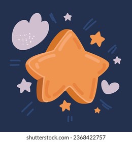Cartoon vector illustration of star over dark backround