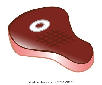 cartoon vector illustration of a steak t-bone