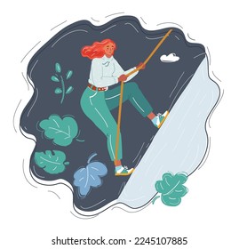 Cartoon vector illustration of Step up woman