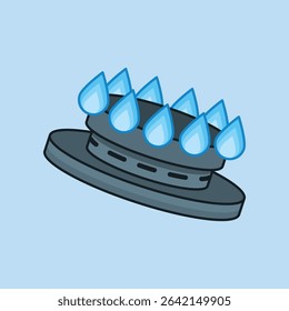 cartoon vector illustration of stove burner with blue flame