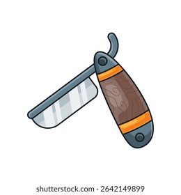 cartoon vector illustration of straight razor